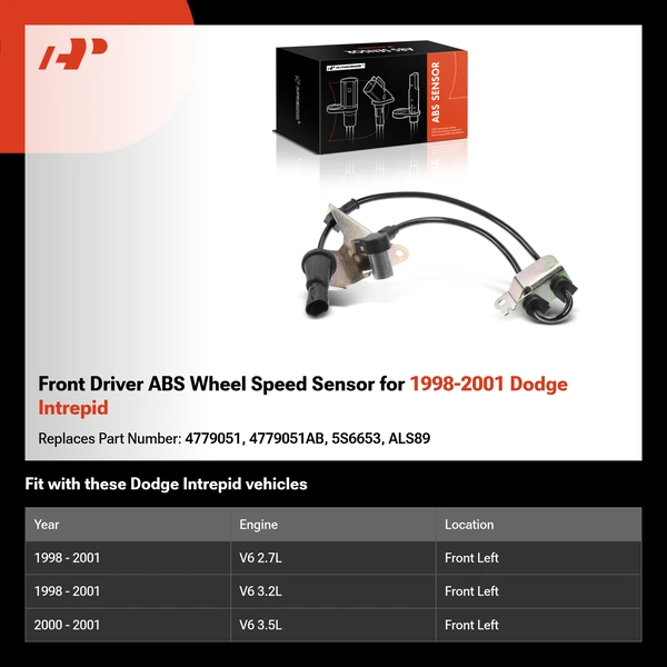 Front Driver ABS Wheel Speed Sensor for 1998-2001 Dodge Intrepid