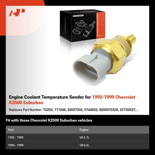 Engine Coolant Temperature Sender for 1992-1999 Chevrolet K2500 Suburban