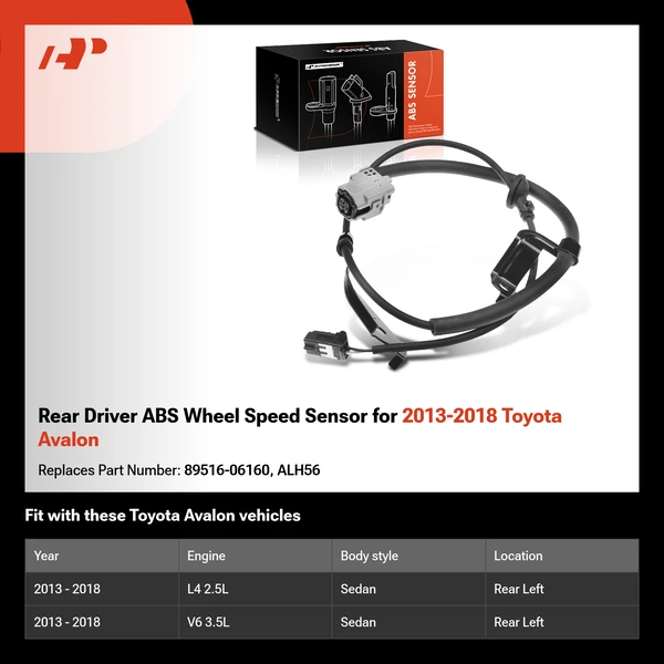 Rear Driver ABS Wheel Speed Sensor for 2013-2018 Toyota Avalon