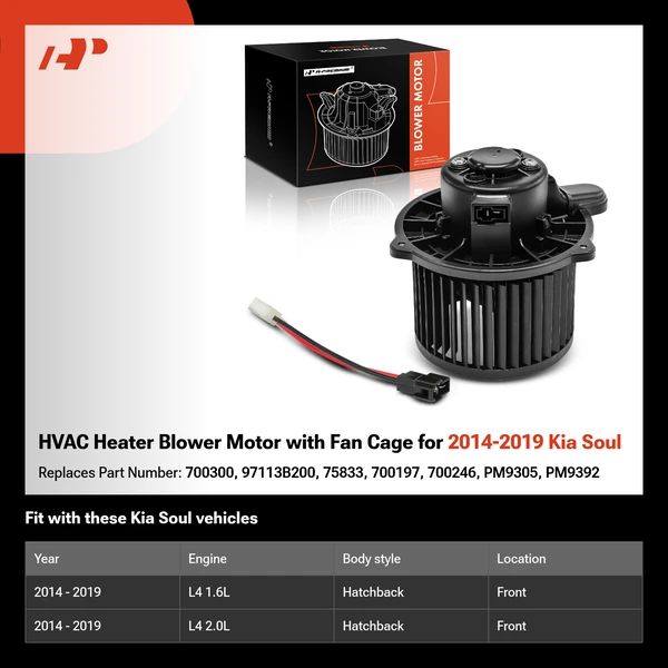 HVAC Heater Blower Motor with Fan Cage for 2014-2019 Kia Soul