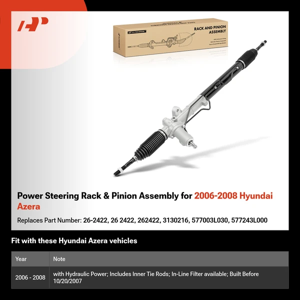 Power Steering Rack & Pinion Assembly for 2006-2008 Hyundai Azera