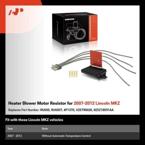Heater Blower Motor Resistor for 2007-2012 Lincoln MKZ
