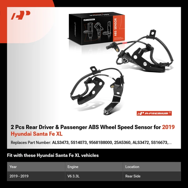 2 Pcs Rear Driver & Passenger ABS Wheel Speed Sensor for 2019 Hyundai Santa Fe XL