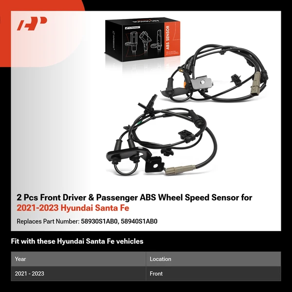 2 Pcs Front Driver & Passenger ABS Wheel Speed Sensor for 2021-2023 Hyundai Santa Fe