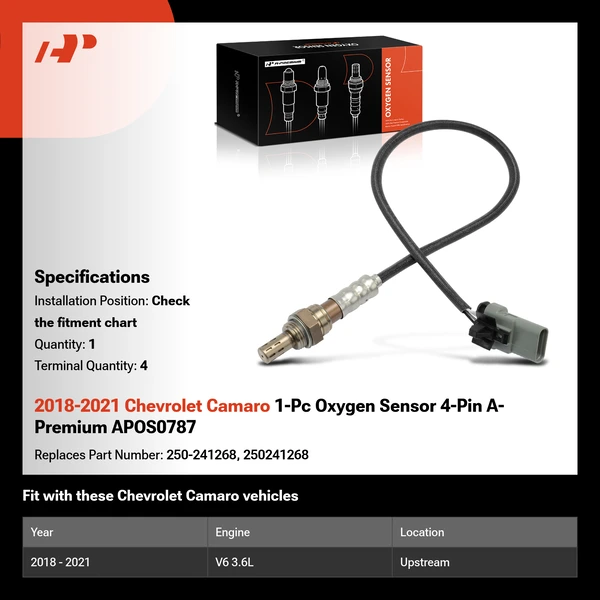 2018-2021 Chevrolet Camaro 1-Pc Oxygen Sensor 4-Pin A-Premium APOS0787