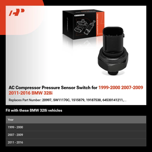 AC Compressor Pressure Sensor Switch for 1999-2000 2007-2009 2011-2016 BMW 328i