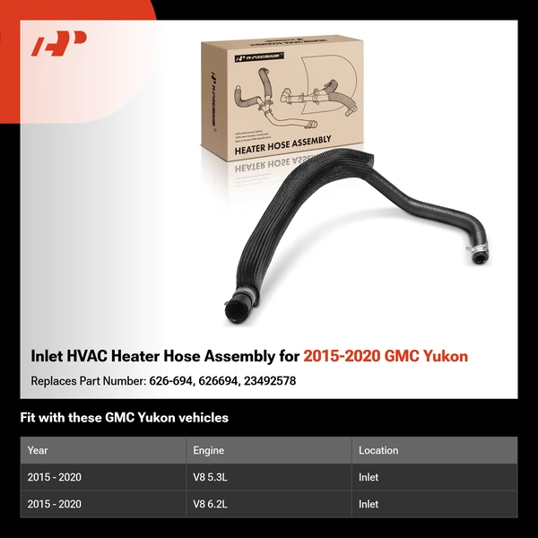 Inlet HVAC Heater Hose Assembly for 2015-2020 GMC Yukon