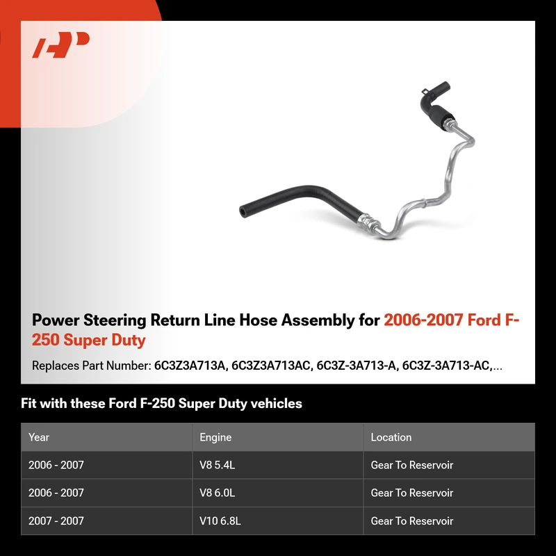 Power Steering Return Line Hose Assembly for 2006-2007 Ford F-250 Super Duty