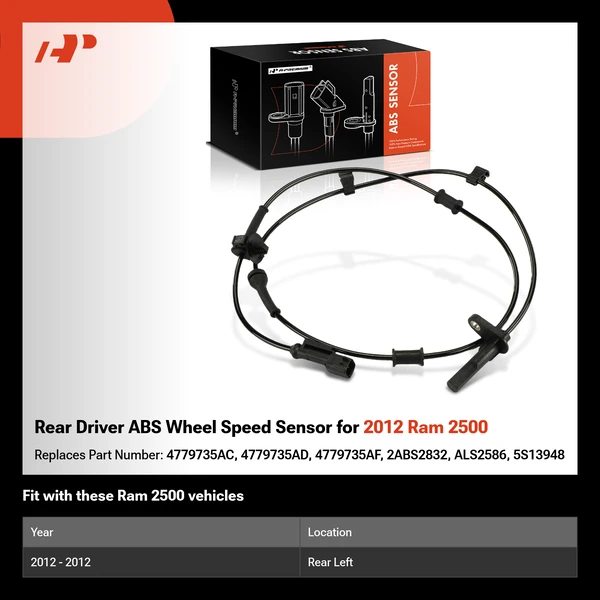Rear Driver ABS Wheel Speed Sensor for 2012 Ram 2500