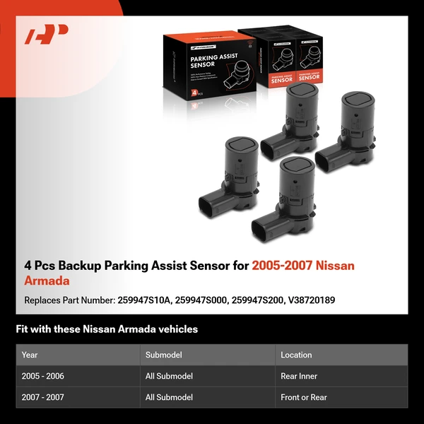 4 Pcs Backup Parking Assist Sensor for 2005-2007 Nissan Armada