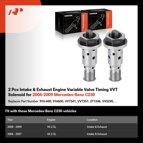 2 Pcs Intake & Exhaust Engine Variable Valve Timing VVT Solenoid for 2006-2009 Mercedes-Benz C230