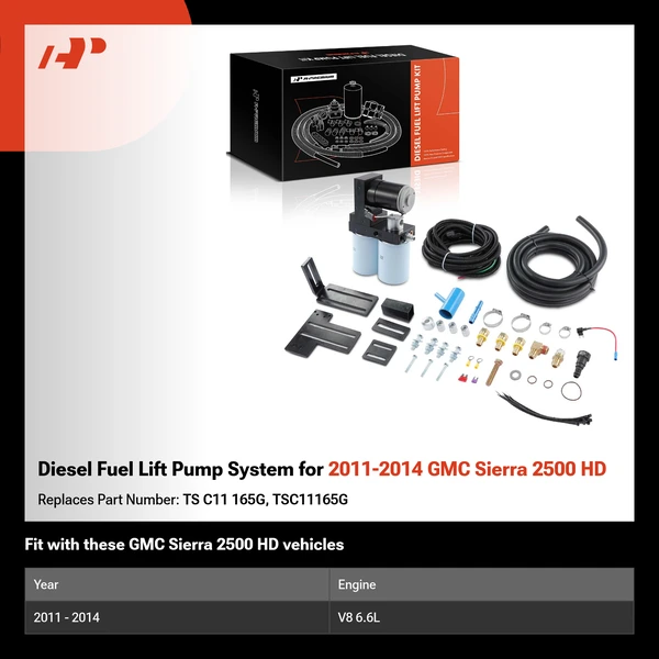 Diesel Fuel Lift Pump System for 2011-2014 GMC Sierra 2500 HD