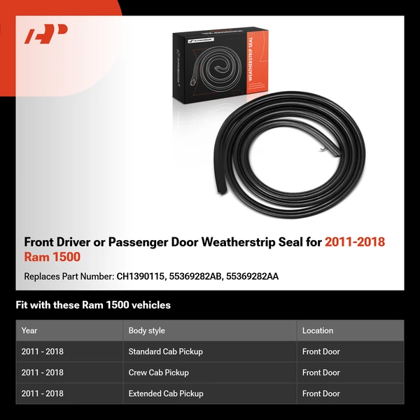 Front Driver or Passenger Door Weatherstrip Seal for 2011-2018 Ram 1500