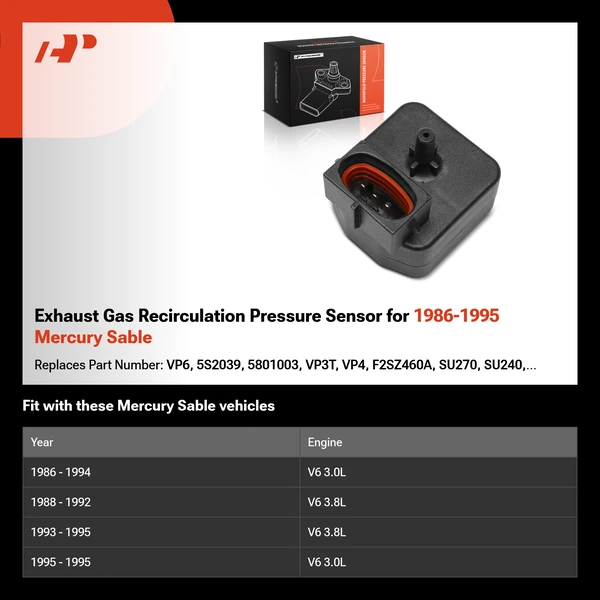 Exhaust Gas Recirculation Pressure Sensor for 1986-1995 Mercury Sable