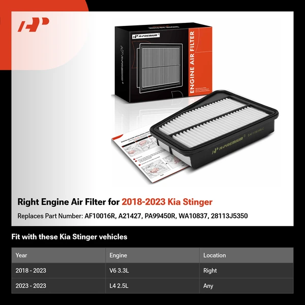 Right Engine Air Filter for 2018-2023 Kia Stinger