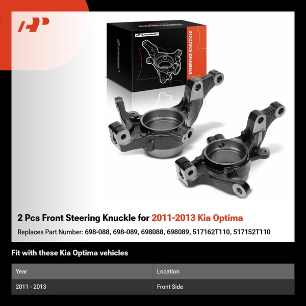 2 Pcs Front Steering Knuckle for 2011-2013 Kia Optima