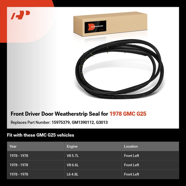 Front Driver Door Weatherstrip Seal for 1978 GMC G25