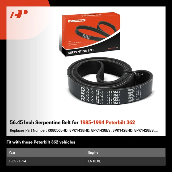 56.45 Inch Serpentine Belt for 1985-1994 Peterbilt 362