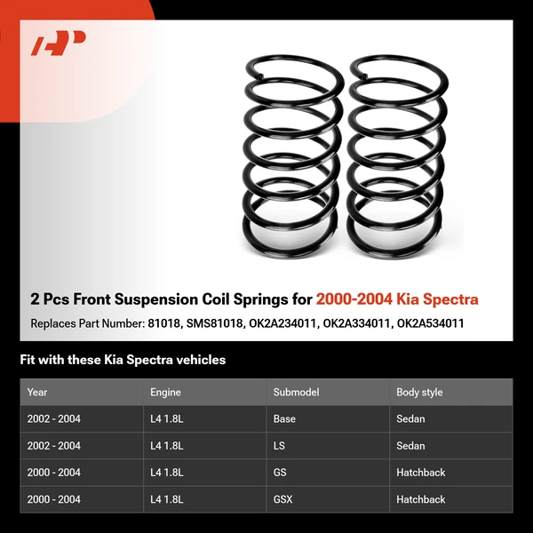 2 Pcs Front Suspension Coil Springs for 2000-2004 Kia Spectra