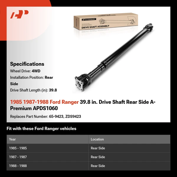 1985 1987-1988 Ford Ranger 39.8 in. Drive Shaft Rear Side A-Premium APDS1060