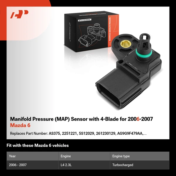 Manifold Pressure (MAP) Sensor with 4-Blade for 2006-2007 Mazda 6