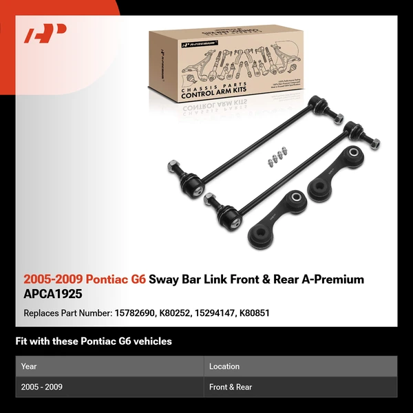 2005-2009 Pontiac G6 Sway Bar Link Front & Rear A-Premium APCA1925
