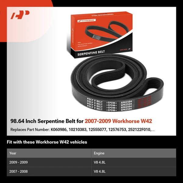 98.64 Inch Serpentine Belt for 2007-2009 Workhorse W42