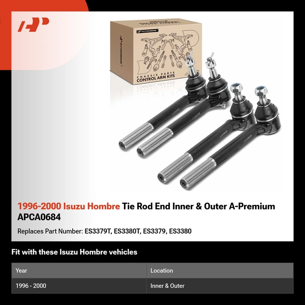 1996-2000 Isuzu Hombre Tie Rod End Inner & Outer A-Premium APCA0684