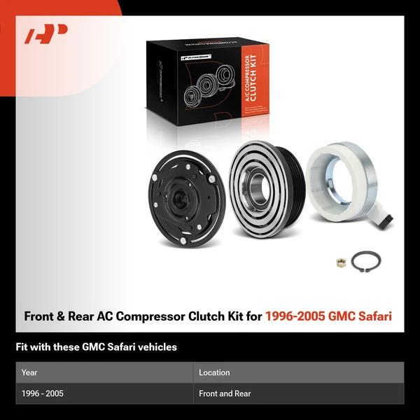 Front & Rear AC Compressor Clutch Kit for 1996-2005 GMC Safari