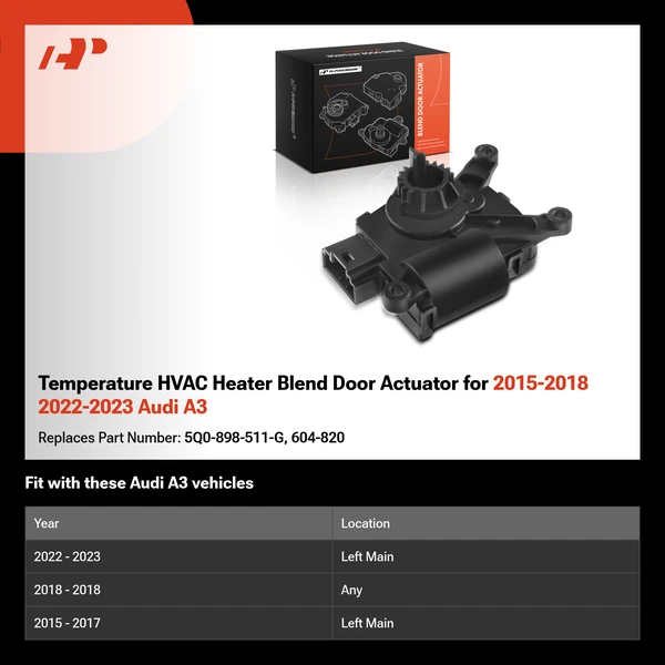 Temperature HVAC Heater Blend Door Actuator for 2015-2018 2022-2023 Audi A3