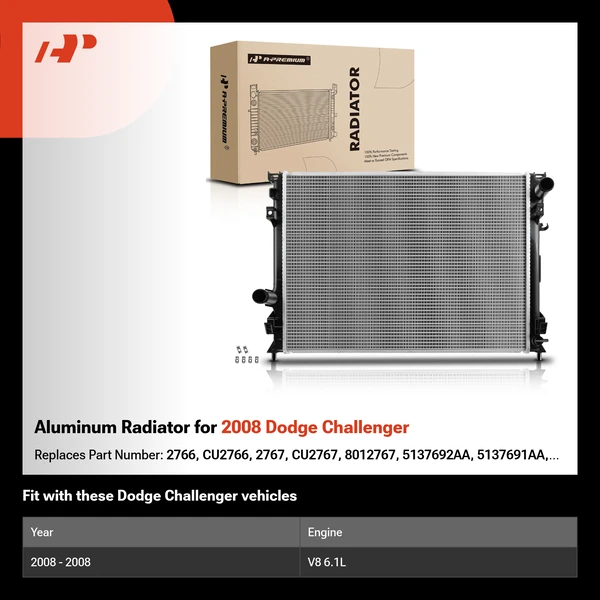 Aluminum Radiator for 2008 Dodge Challenger