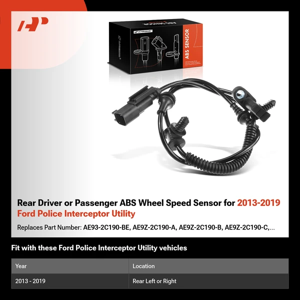 Rear Driver or Passenger ABS Wheel Speed Sensor for 2013-2019 Ford Police Interceptor Utility