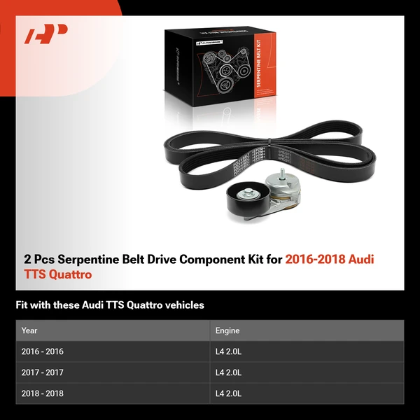 2 Pcs Serpentine Belt Drive Component Kit for 2016-2018 Audi TTS Quattro