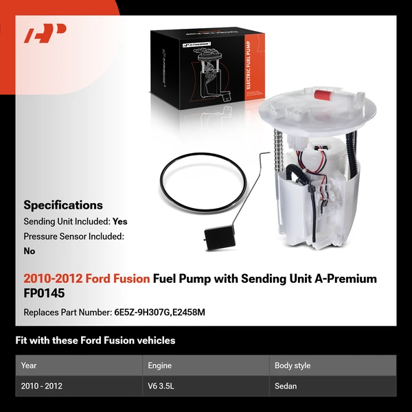 2010-2012 Ford Fusion Fuel Pump with Sending Unit A-Premium FP0145