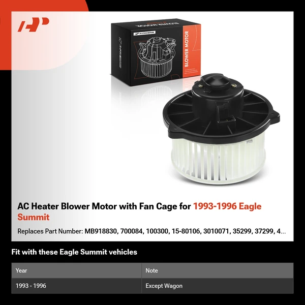 AC Heater Blower Motor with Fan Cage for 1993-1996 Eagle Summit