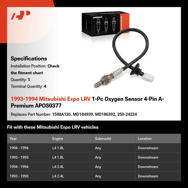1993-1994 Mitsubishi Expo LRV 1-Pc Oxygen Sensor 4-Pin A-Premium APOS0377