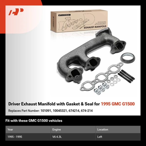 Driver Exhaust Manifold with Gasket & Seal for 1995 GMC G1500