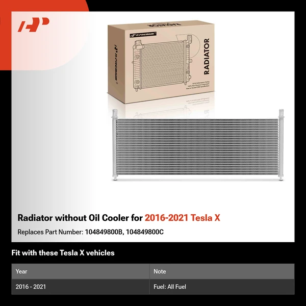 Radiator without Oil Cooler for 2016-2021 Tesla X