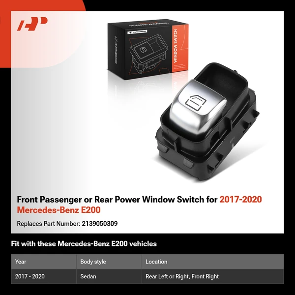 Front Passenger or Rear Power Window Switch for 2017-2020 Mercedes-Benz E200