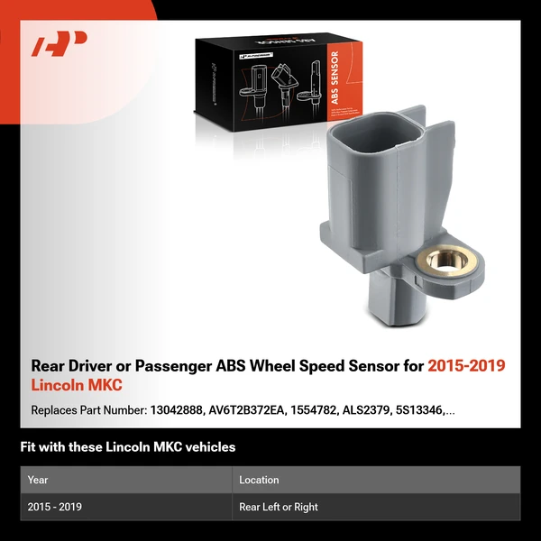 Rear Driver or Passenger ABS Wheel Speed Sensor for 2015-2019 Lincoln MKC