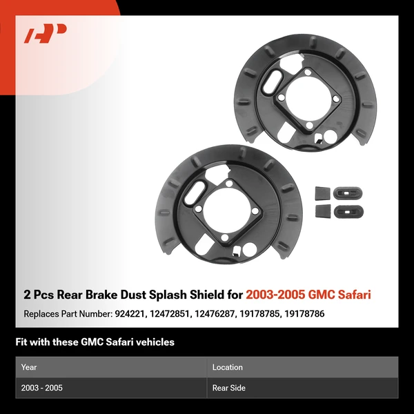 2 Pcs Rear Brake Dust Splash Shield for 2003-2005 GMC Safari