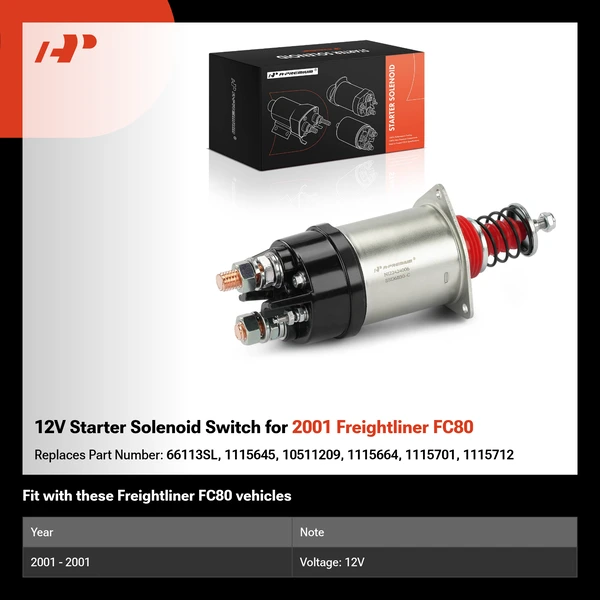 12V Starter Solenoid Switch for 2001 Freightliner FC80
