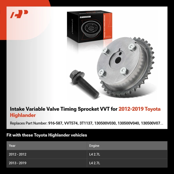 Intake Variable Valve Timing Sprocket VVT for 2012-2019 Toyota Highlander