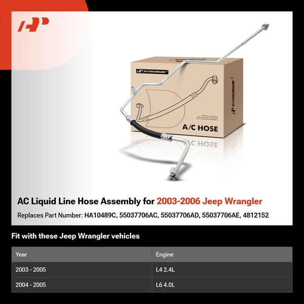 AC Liquid Line Hose Assembly for 2003-2006 Jeep Wrangler