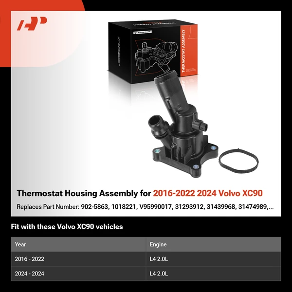 Thermostat Housing Assembly for 2016-2022 2024 Volvo XC90