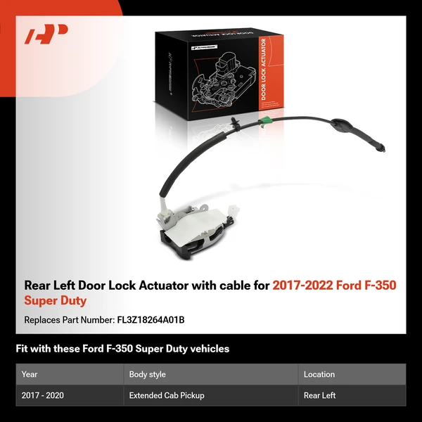 Rear Left Door Lock Actuator with cable  for 2017-2022 Ford F-350 Super Duty