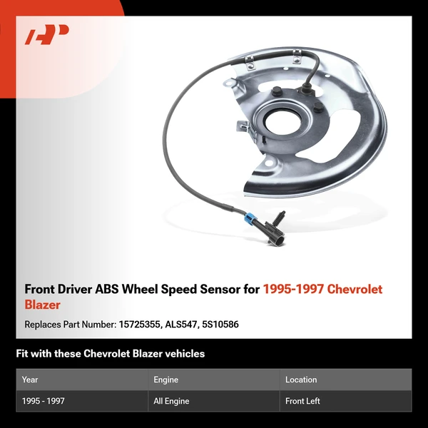 Front Driver ABS Wheel Speed Sensor for 1995-1997 Chevrolet Blazer