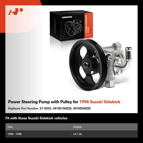 Power Steering Pump with Pulley for 1996 Suzuki Sidekick
