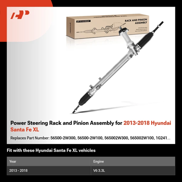 Power Steering Rack and Pinion Assembly for 2013-2018 Hyundai Santa Fe XL