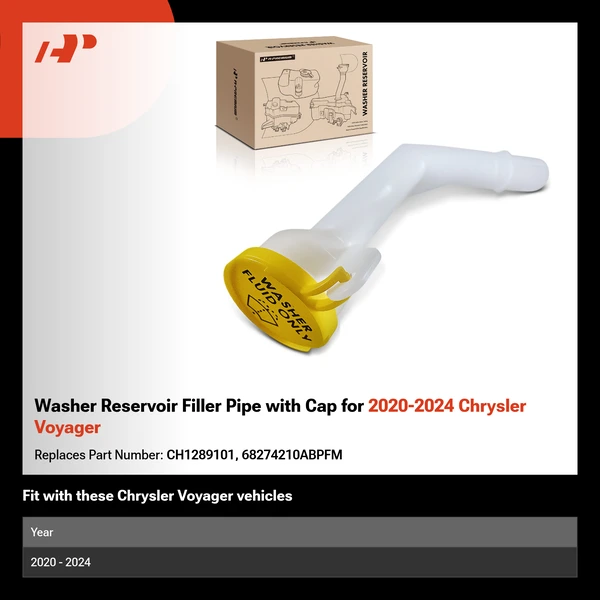 Washer Reservoir Filler Pipe with Cap for 2020-2024 Chrysler Voyager